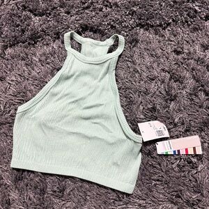 Forever 21 Pantone ribbed halter crop top in mint green